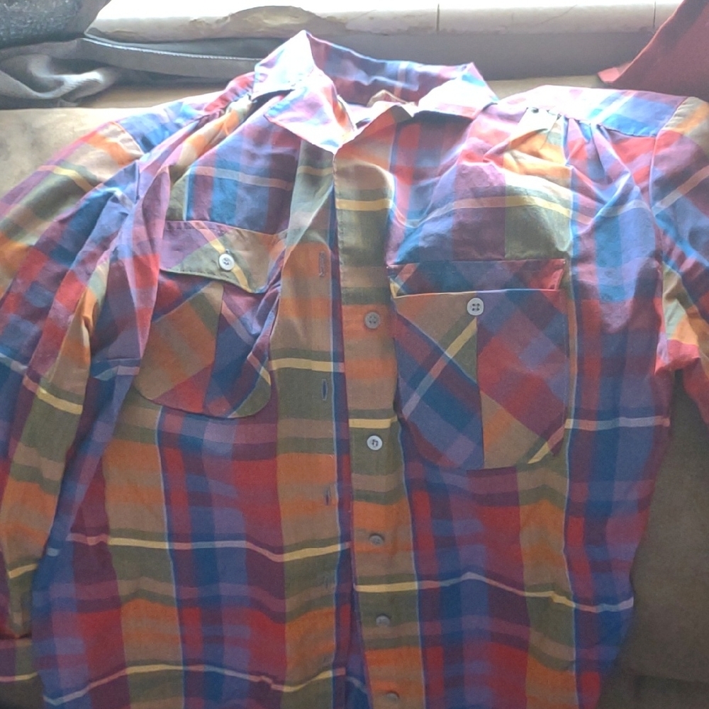 Colorful Plaid Button-Up Shirt